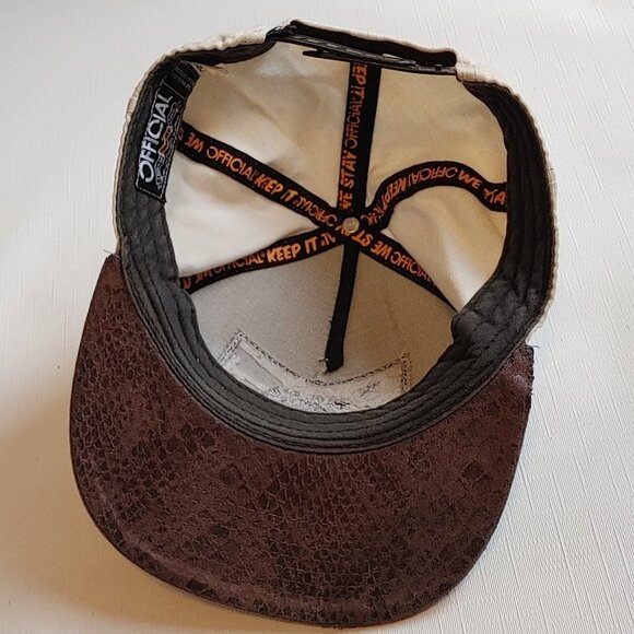 CALIFORNIA REPUBLIC SNAP BACK Ball CAP Cream and Snake Skin - Picture 7 of 12